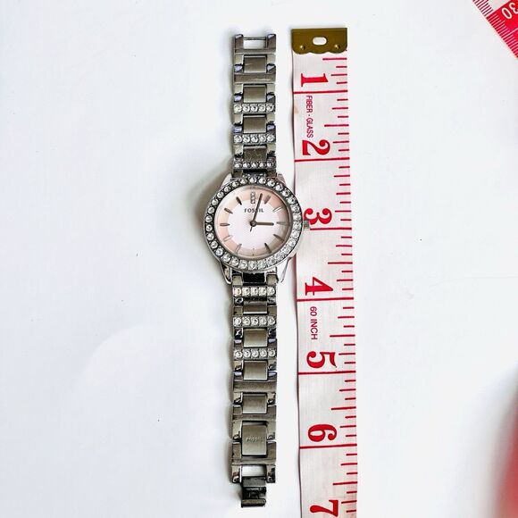 Fossil Watch Jesse Stainless Steel Rhinestone Womens Watch Pink Mother of Pearl - Picture 7 of 7